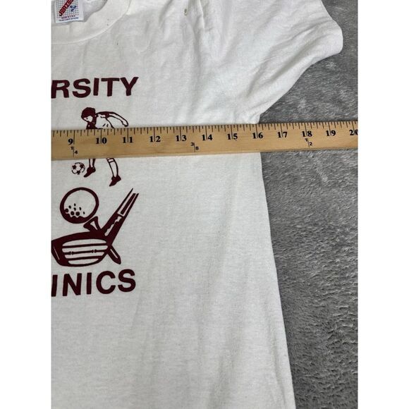 Vintage 80s University Sports Short Sleeve T Shirt Men's Size Small White - Picture 10 of 12
